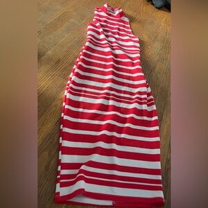 Red and white striped long dress, women’s size medium
